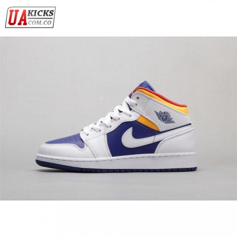 Air Jordan 1 Mid White Laser Orange Deep Royal Blue 36-40