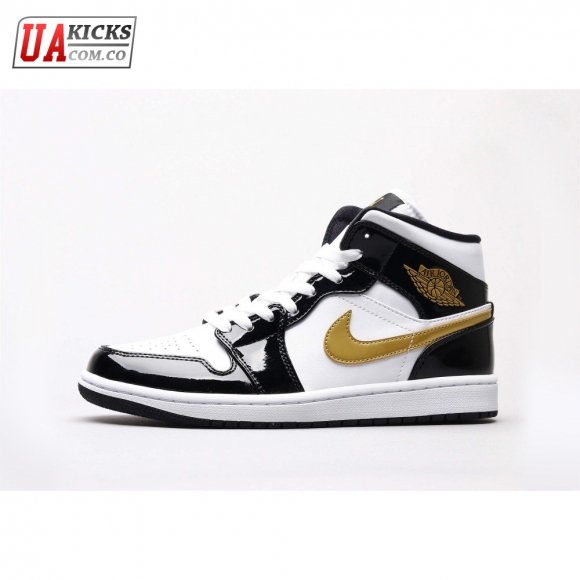 Air Jordan 1 Mid Patent Black White Gold 36-46