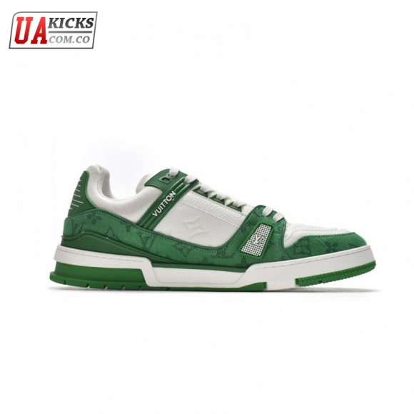 Louis Vuitton Trainer Green Monogram Denim White Size 38-46