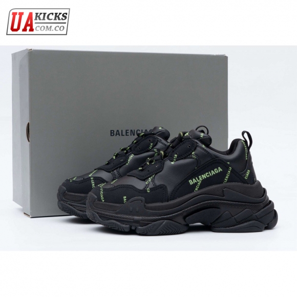 Balenciaga Triple S Allover Logo Black Green(W) SIZE: 35-45