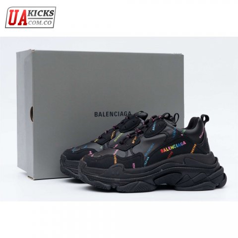 Balenciaga Triple S Allover Logo Black Rainbow (W) SIZE: 35-45